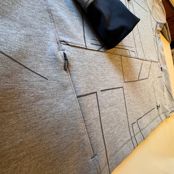 Under Armour Spacer Burnout Hoodie XL Gray Print Loose Fit Pockets Thumbholes - Picture 5 of 9